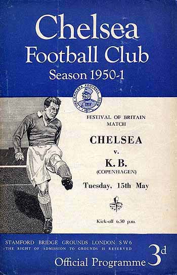 programme cover for Chelsea v KB Copenhagen, Tuesday, 15th May 1951