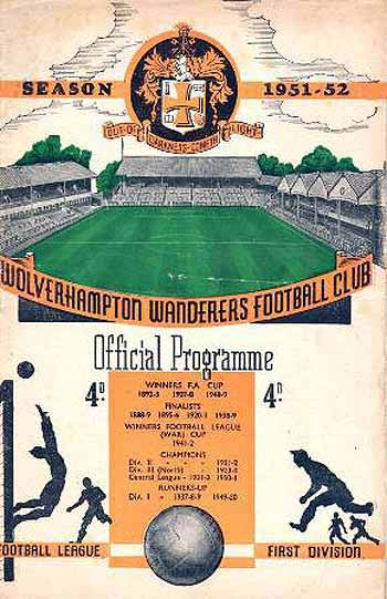 programme cover for Wolverhampton Wanderers v Chelsea, Saturday, 22nd Sep 1951