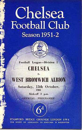 programme cover for Chelsea v West Bromwich Albion, Saturday, 13th Oct 1951