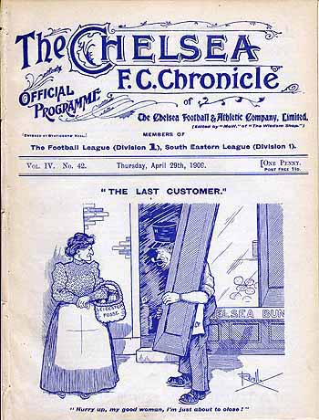 programme cover for Chelsea v Leicester Fosse, 29th Apr 1909