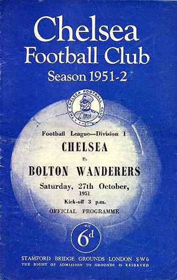 programme cover for Chelsea v Bolton Wanderers, 27th Oct 1951