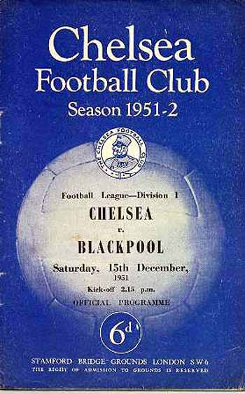 programme cover for Chelsea v Blackpool, 15th Dec 1951