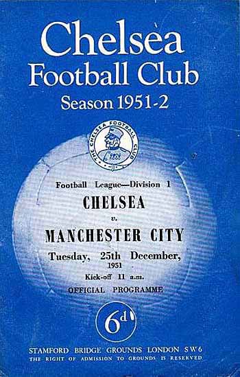 programme cover for Chelsea v Manchester City, Tuesday, 25th Dec 1951