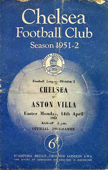 programme cover for Chelsea v Aston Villa, 14th Apr 1952