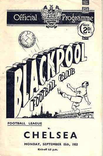programme cover for Blackpool v Chelsea, 15th Sep 1952