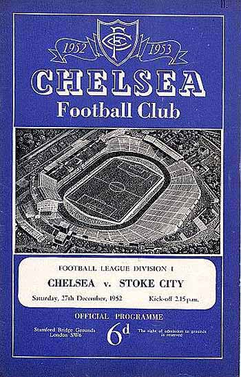 programme cover for Chelsea v Stoke City, 27th Dec 1952