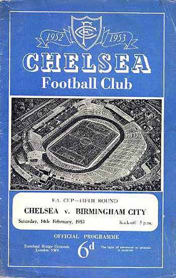 programme cover for Chelsea v Birmingham City, Saturday, 14th Feb 1953