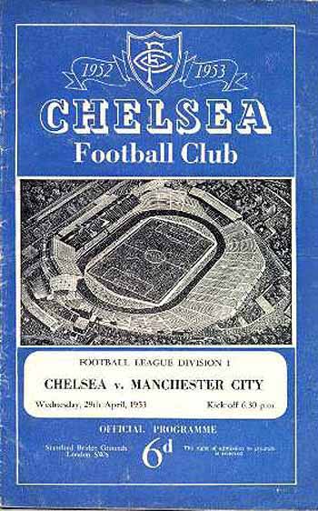 programme cover for Chelsea v Manchester City, 29th Apr 1953