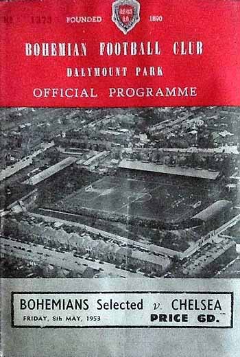 programme cover for Bohemians Select v Chelsea, 8th May 1953