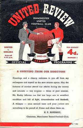 programme cover for Manchester United v Chelsea, 19th Aug 1953
