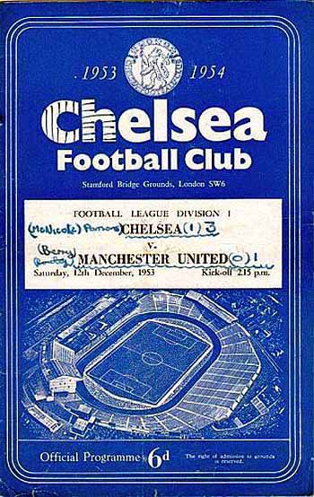 programme cover for Chelsea v Manchester United, Saturday, 12th Dec 1953