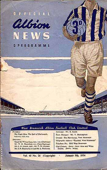 programme cover for West Bromwich Albion v Chelsea, 9th Jan 1954
