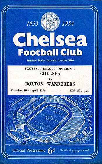 programme cover for Chelsea v Bolton Wanderers, 10th Apr 1954