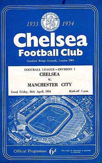programme cover for Chelsea v Manchester City, Friday, 16th Apr 1954