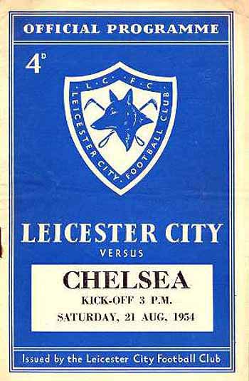 programme cover for Leicester City v Chelsea, Saturday, 21st Aug 1954
