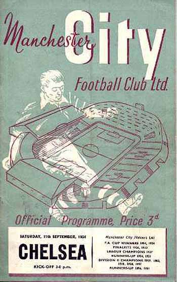 programme cover for Manchester City v Chelsea, 11th Sep 1954