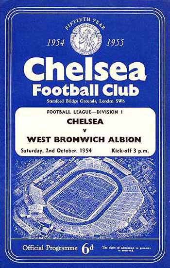 programme cover for Chelsea v West Bromwich Albion, 2nd Oct 1954
