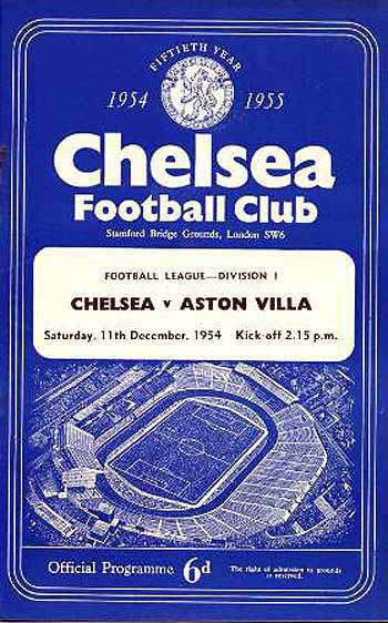 programme cover for Chelsea v Aston Villa, 11th Dec 1954
