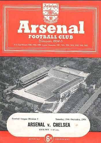 programme cover for Arsenal v Chelsea, Saturday, 25th Dec 1954