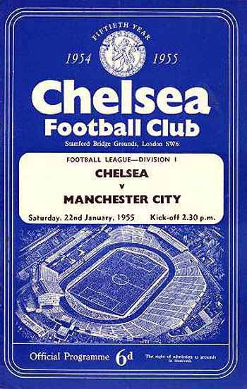 programme cover for Chelsea v Manchester City, Saturday, 22nd Jan 1955