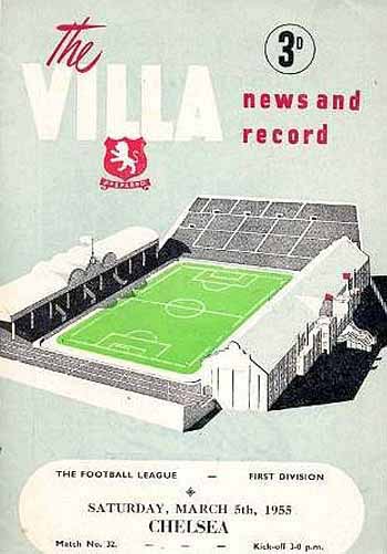 programme cover for Aston Villa v Chelsea, Saturday, 5th Mar 1955