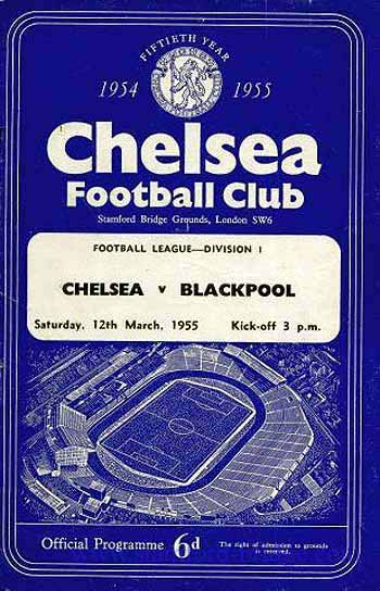 programme cover for Chelsea v Blackpool, Saturday, 12th Mar 1955
