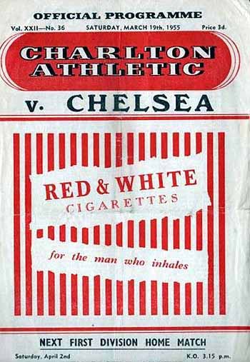 programme cover for Charlton Athletic v Chelsea, 19th Mar 1955