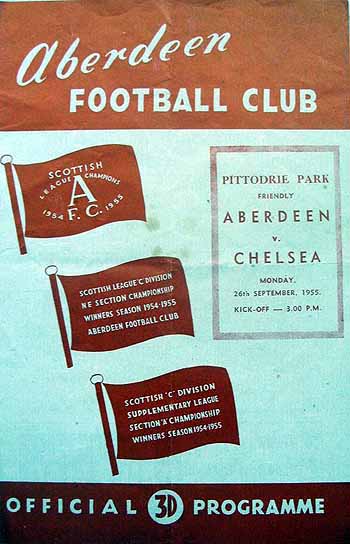 programme cover for Aberdeen v Chelsea, 26th Sep 1955