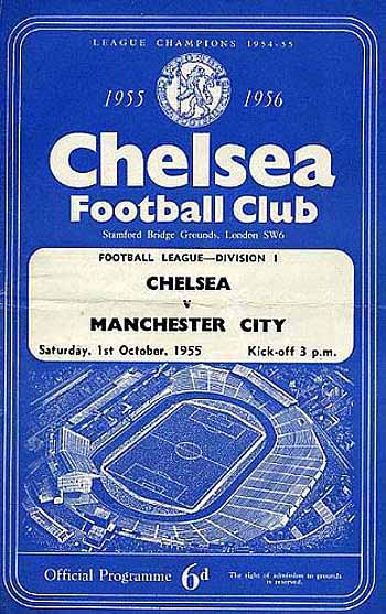 programme cover for Chelsea v Manchester City, Saturday, 1st Oct 1955