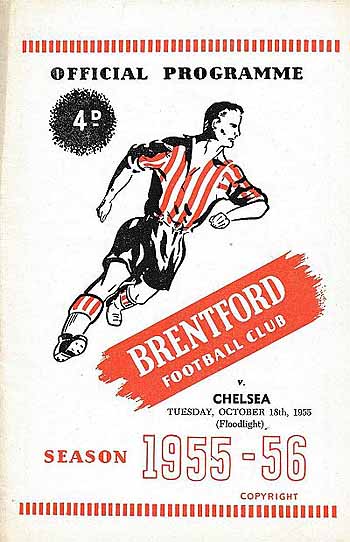 programme cover for Brentford v Chelsea, Tuesday, 18th Oct 1955