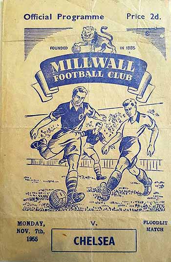 programme cover for Millwall v Chelsea, Monday, 7th Nov 1955