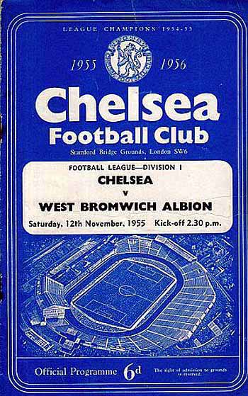programme cover for Chelsea v West Bromwich Albion, Saturday, 12th Nov 1955