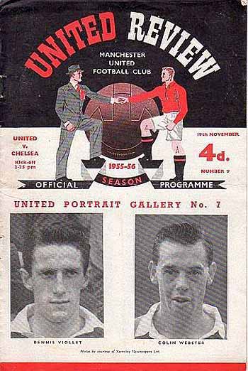 programme cover for Manchester United v Chelsea, 19th Nov 1955