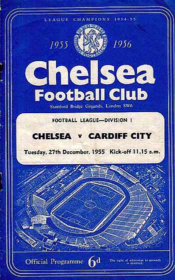 programme cover for Chelsea v Cardiff City, Tuesday, 27th Dec 1955