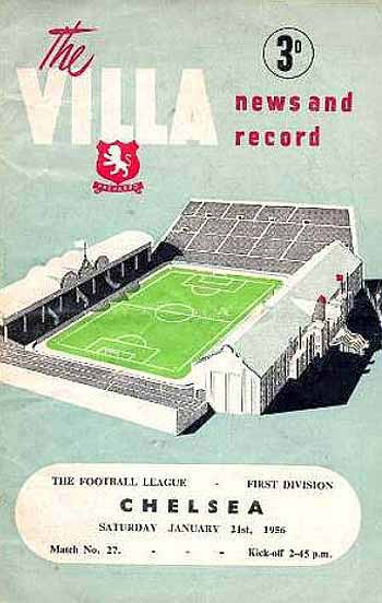 programme cover for Aston Villa v Chelsea, Saturday, 21st Jan 1956