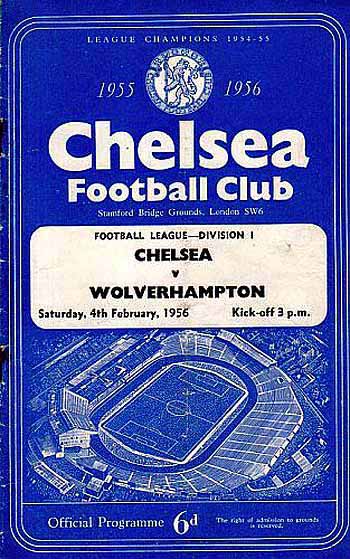 programme cover for Chelsea v Wolverhampton Wanderers, 4th Feb 1956