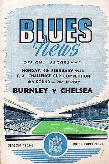 programme cover for Burnley v Chelsea, Monday, 6th Feb 1956