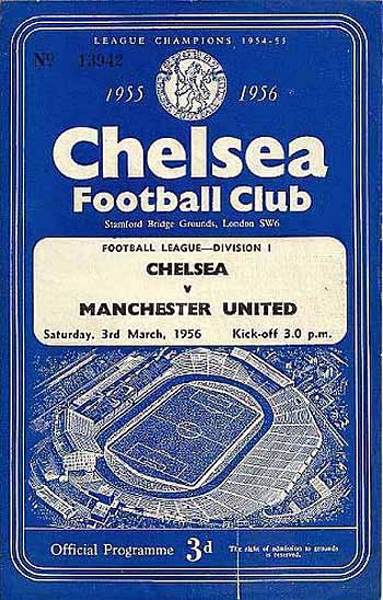 programme cover for Chelsea v Manchester United, Saturday, 3rd Mar 1956