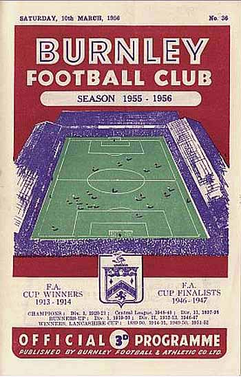 programme cover for Burnley v Chelsea, Saturday, 10th Mar 1956