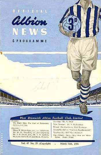 programme cover for West Bromwich Albion v Chelsea, 24th Mar 1956