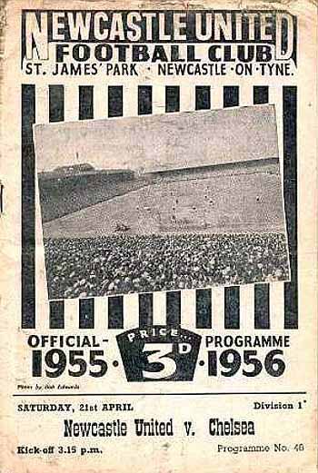 programme cover for Newcastle United v Chelsea, Saturday, 21st Apr 1956