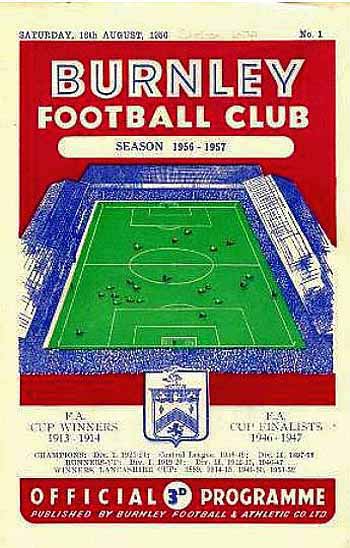 programme cover for Burnley v Chelsea, Saturday, 18th Aug 1956