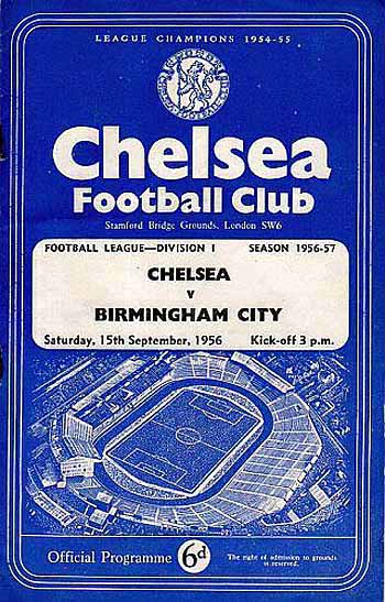 programme cover for Chelsea v Birmingham City, Saturday, 15th Sep 1956