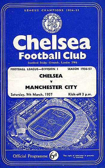 programme cover for Chelsea v Manchester City, Saturday, 9th Mar 1957