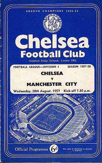 programme cover for Chelsea v Manchester City, 28th Aug 1957