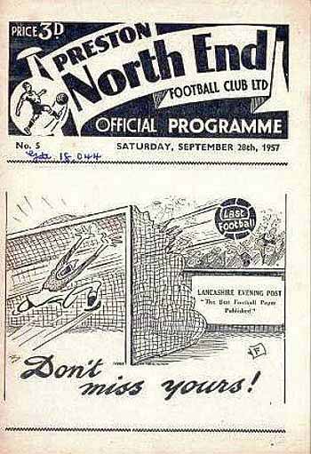 programme cover for Preston North End v Chelsea, 28th Sep 1957