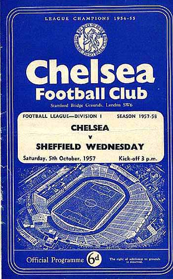 programme cover for Chelsea v Sheffield Wednesday, Saturday, 5th Oct 1957