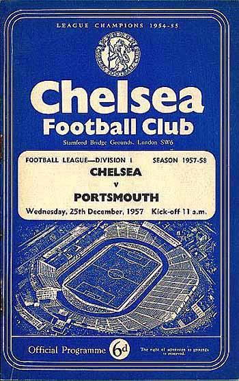 programme cover for Chelsea v Portsmouth, Wednesday, 25th Dec 1957