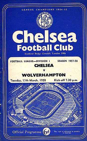 programme cover for Chelsea v Wolverhampton Wanderers, Tuesday, 11th Mar 1958