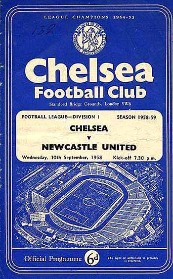 programme cover for Chelsea v Newcastle United, 10th Sep 1958